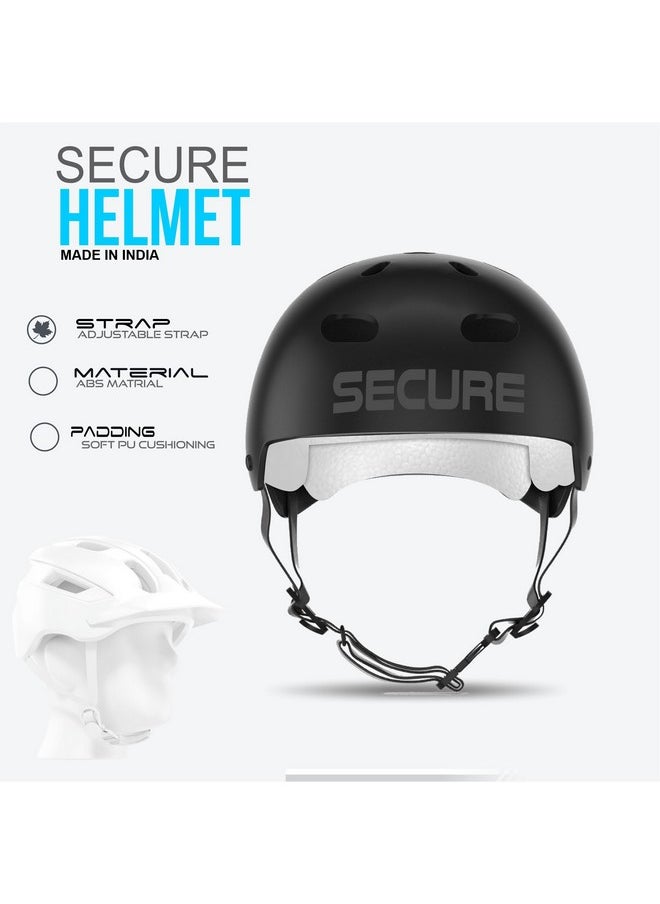 Jaspo Secure Sports Helmet for Cycling, Skating, Skateboarding - for All Age Groups (S, Black Matte)