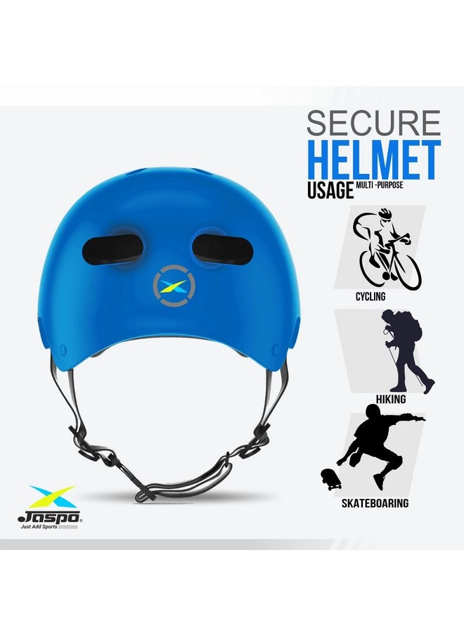 Jaspo Secure Sports Helmet for Cycling, Skating, Skateboarding - for All Age Groups (S, Blue Matte)