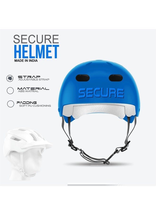 Jaspo Secure Sports Helmet for Cycling, Skating, Skateboarding - for All Age Groups (S, Blue Matte)