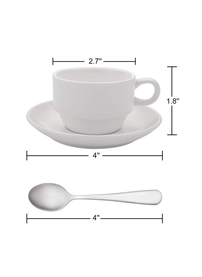 AOZITA Espresso Cups and Saucers with Espresso Spoons, Stackable Espresso Mugs,12-piece 2.5-Ounce Demitasse Cups (Protective Packaging)