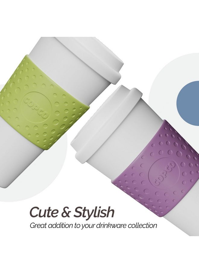 Copco Acadia Travel Mug (4-Pack), 16oz Insulated Coffee Mug with Double-Walled Plastic, Leak-Proof Lid - Microwave & Dishwasher Safe, Non-Slip Sleeve, Hot & Cold Drinks - Light Colors