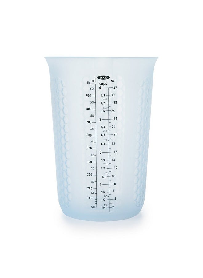 OXO Good Grips 4-Cup Squeeze & Pour Silicone Measuring Cup with Stay-Cool Pattern