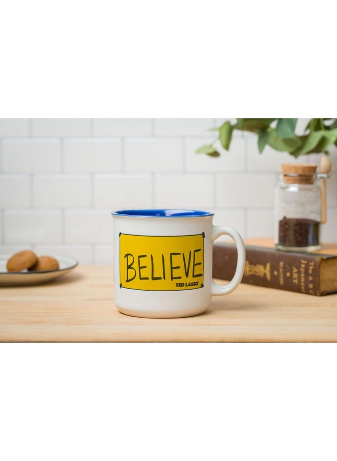 Silver Buffalo Ted Lasso Believe Ceramic Camper-Style Coffee Mug, 20 Ounces