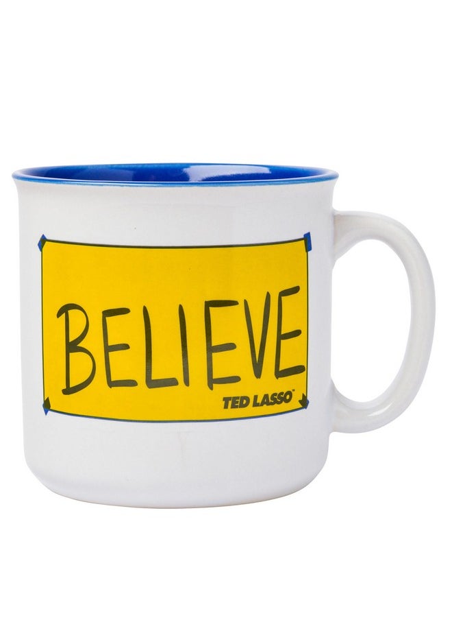 Silver Buffalo Ted Lasso Believe Ceramic Camper-Style Coffee Mug, 20 Ounces