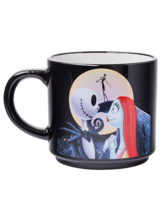 Silver Buffalo Nightmare Before Christmas Jack Sally Scene 4-Pack Ceramic Mug Stack, 10-Ounces, Nightmare Before Christmas 4-Pack Mug Stack, 5 Piece Set