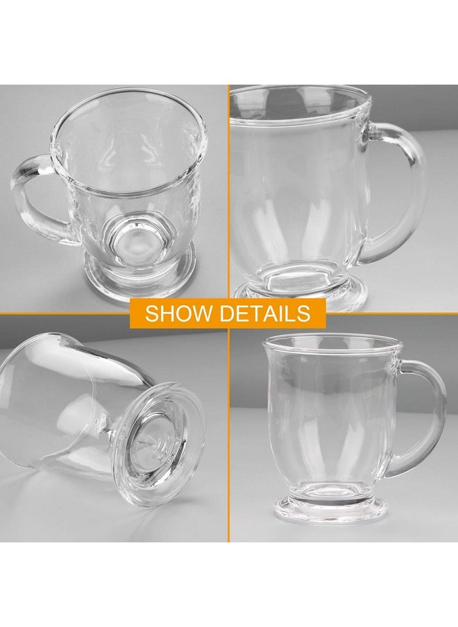 15oz/450ml Glass Coffee Mugs Clear Coffee Cups with Handles perfect for Latte, Cappuccino, Espresso Coffee, Tea and Hot Beverages, Set of 6