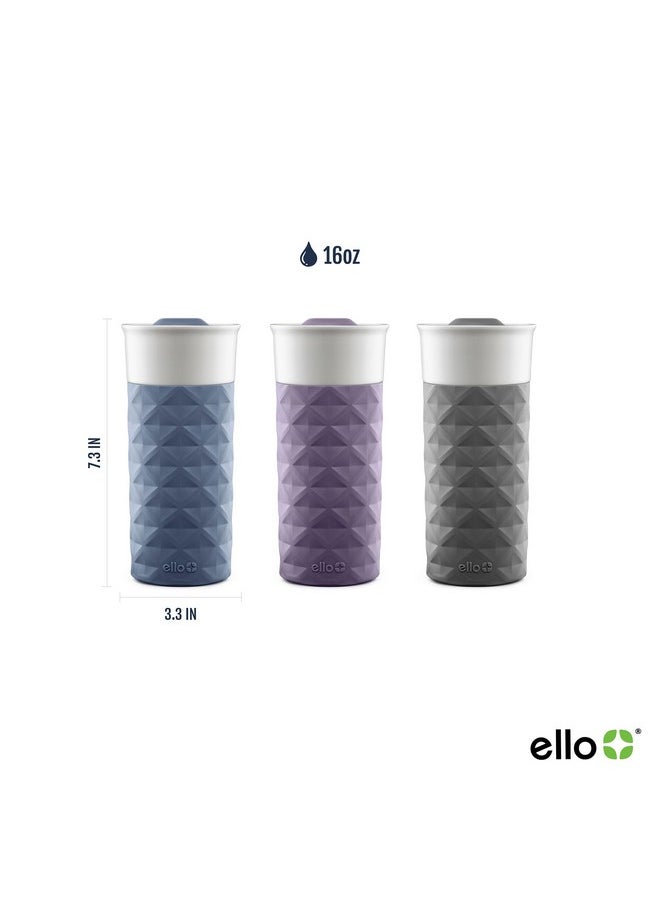 Ello Ogden Ceramic Travel Mug with Splash-Resistant Slider Lid and Protective Silicone Boot, Perfect for Coffee or Tea, BPA Free, Dishwasher Safe, Gray, 16 oz, 758-0438-040