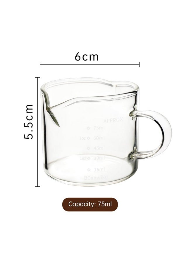 2 Pack Double Spouts Measuring Triple Pitcher Milk Cup 75ML Espresso Shot Glasses Parts Clear Glass