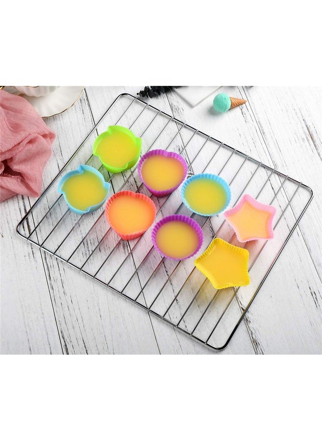 Reusable And Non-Stick Silicone Baking Cups/Muffin Cup Molds In Storage Container-24 Pack-6 Vibrant Colors-4 Shapes(Flower,Star,Heart,Round)