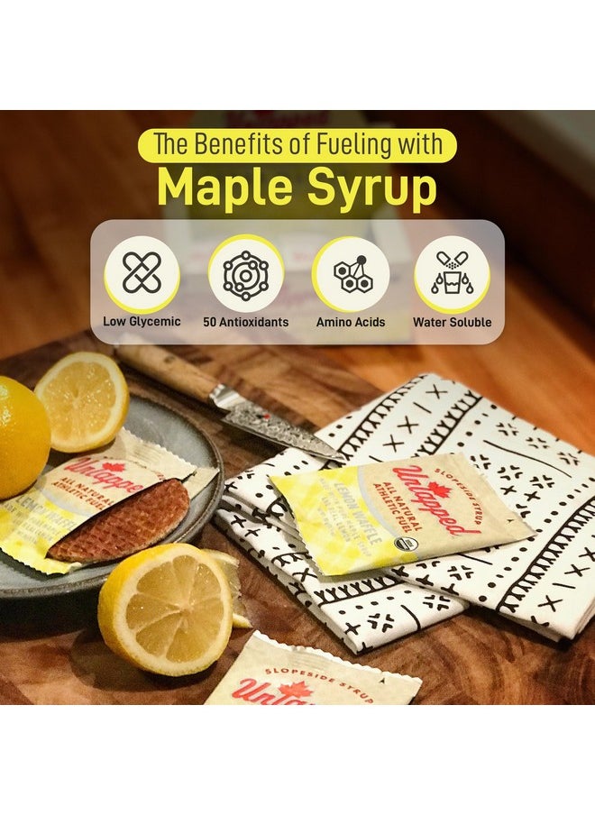 UnTapped Organic Lemon Waffles 1.1 oz Each, Box of 16 - Endurance Sports Snacks Sweetened with Real Maple Syrup, and Real Lemons | Vegan & Real Food Waffles| Ideal for Athletic Performance