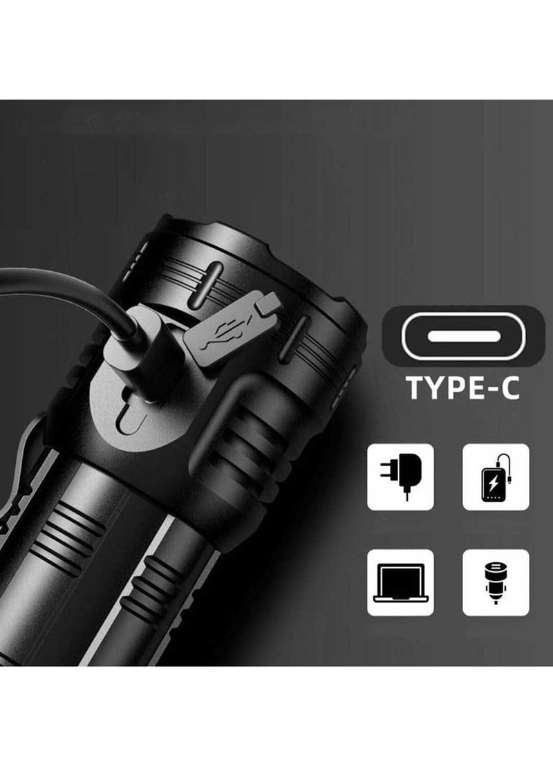 Rechargeable EDC Flashlight, 3000 Lumens, 200m Range, 7 Lighting Modes, Type-C Charging, Brightest Flashlight Waterproof, Handheld Flash Light for Emergencies, Camping, Hiking