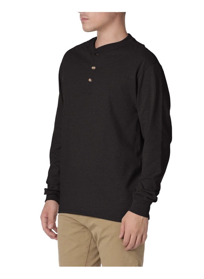 Hanes Men's Beefy Long Sleeve Three-Button Henley