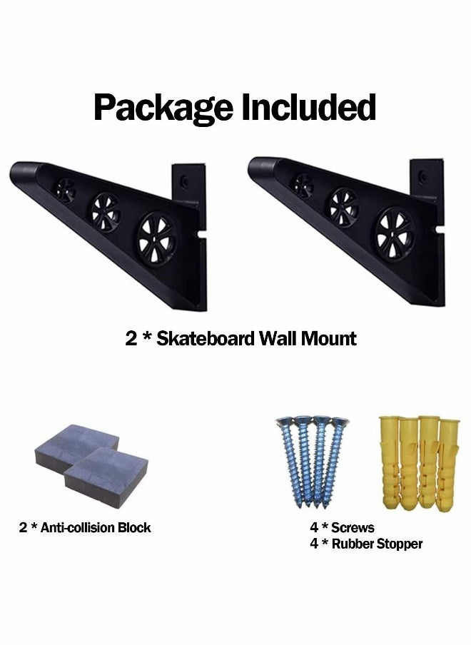 Skateboard Hangers, 2 Pcs Skateboard Stand Disply Storage Wall Hanger Rack Wall Mount Premium Ski Hanger