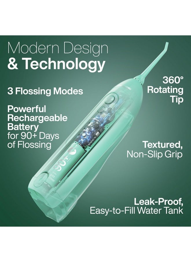 AquaSonic Icon Water Flosser for Teeth - Cordless Rechargeable Oral Irrigator - Waterproof, Portable Dental Cleaning with Jet Tip - Braces Home Travel - Mint