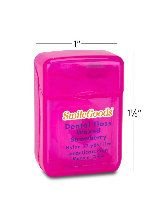 SmileGoods Waxed Dental Floss, 12 Yard, Strawberry Flavored, Bulk Pack of 72