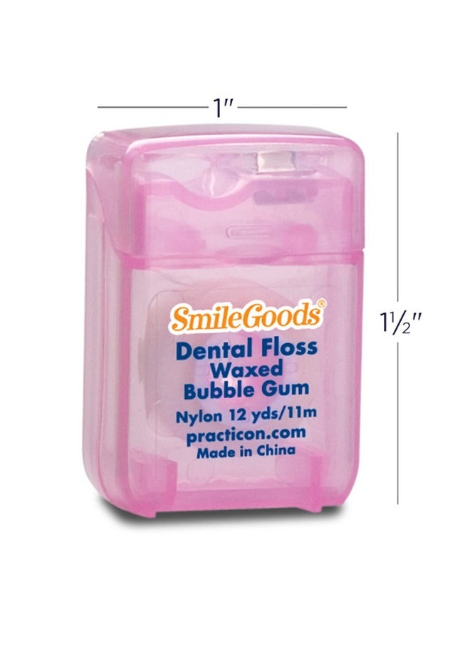 SmileGoods Waxed Dental Floss, 12 yds, Bulk Pack of 72, Bubble Gum Flavored