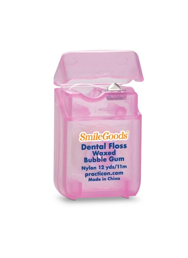 SmileGoods Waxed Dental Floss, 12 yds, Bulk Pack of 72, Bubble Gum Flavored