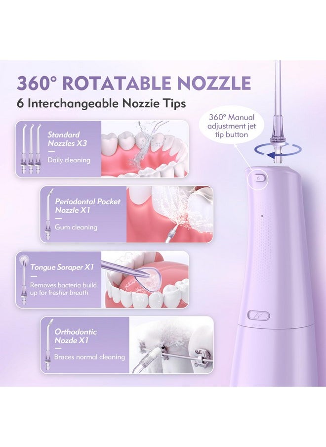 Water Flosser with 300mL/10.1oz Tank 4 Modes 6 Jet Tips,Dental Oral Irrigator for Home and Travel for Oral Care,USB Rechargeable Cordless Water Dental Picks for Teeth Cleaning,IPX7 Waterproof