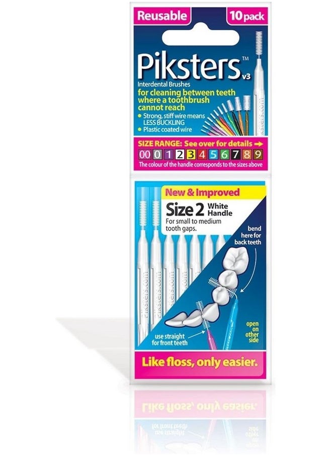 Piksters Interdental Brushes, Size 2, White Handle