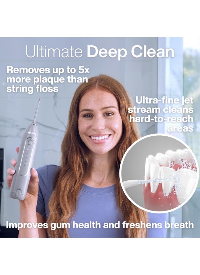 AquaSonic Icon Water Flosser for Teeth - Cordless Rechargeable Oral Irrigator - Waterproof, Portable Dental Cleaning with Jet Tip - Braces Home Travel - Stone