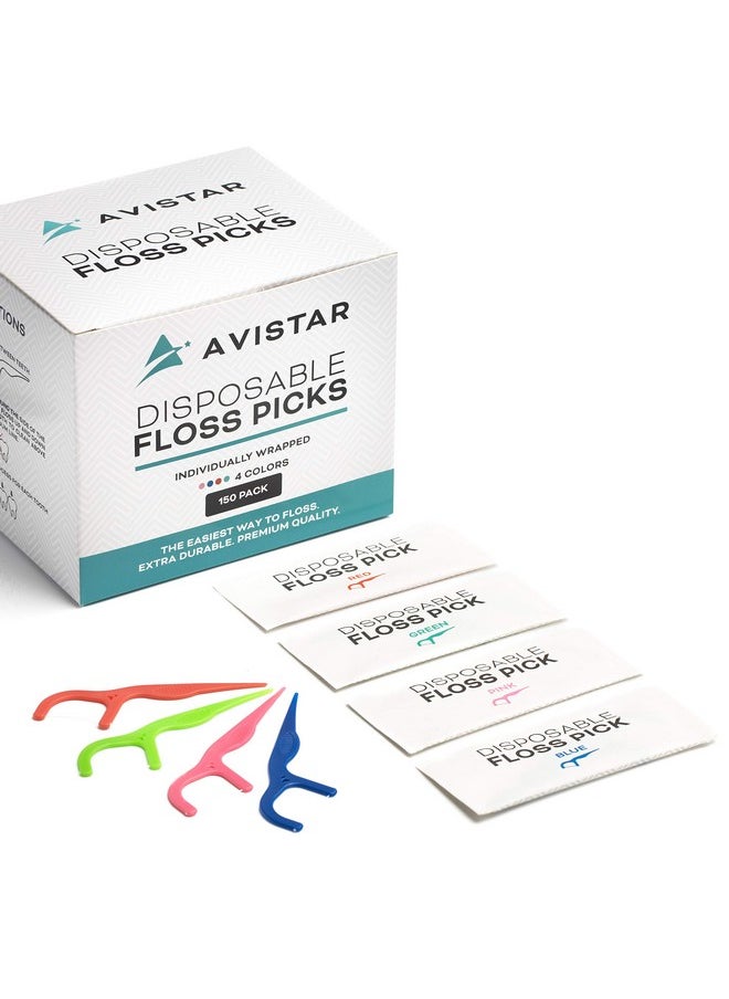 450 Individually Wrapped Floss Picks - Multi-Color Travel Floss Picks - Easy Grip Disposable Floss Picks - Dental Flossers for Teeth - Gently Removes Plaque & Food Particles Between Teeth