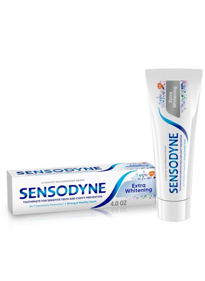 Sensodyne Extra Whitening Toothpaste for Sensitive Teeth, Cavity Prevention and Sensitive Teeth Whitening - 4 Ounces