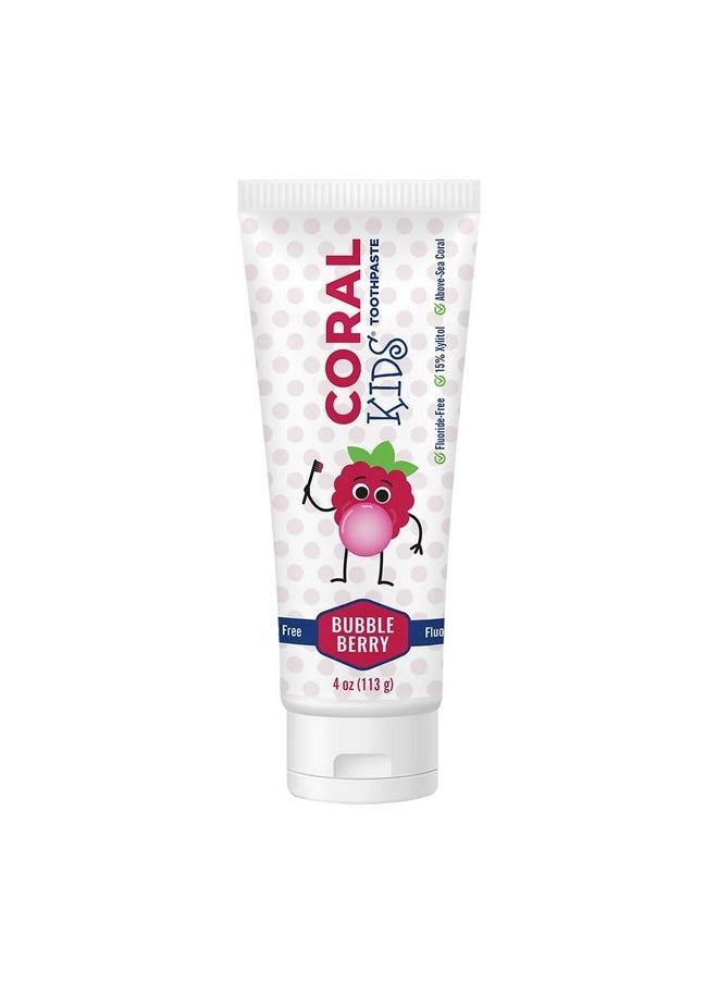 Coral White Kids Bubble Berry Toddler, Childrens,Fluoride Free Toothpaste - 4 Ounces (1 Pack)