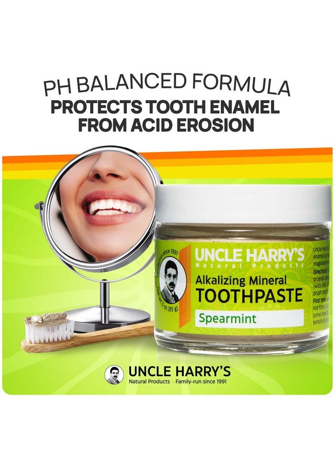 Uncle Harry's Spearmint Remineralizing Toothpaste | Natural Whitening Toothpaste Freshens Breath & Promotes Enamel | Vegan Fluoride Free Toothpaste (2 Pack)