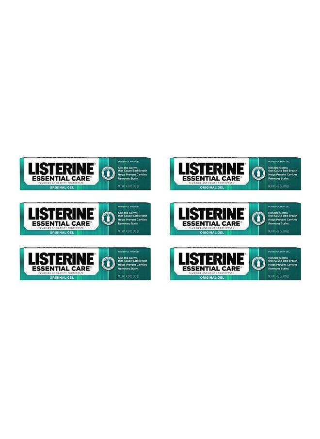 Listerine Essential Care Toothpaste, Bad Breath Treatment, Cavity Prevention, Fluoride Toothpaste; Powerful Mint Flavor, 4.2 oz (Pack of 6)