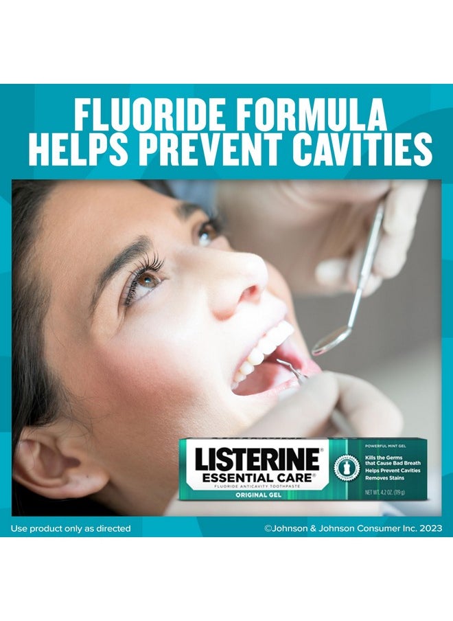 Listerine Essential Care Toothpaste, Bad Breath Treatment, Cavity Prevention, Fluoride Toothpaste; Powerful Mint Flavor, 4.2 oz (Pack of 6)