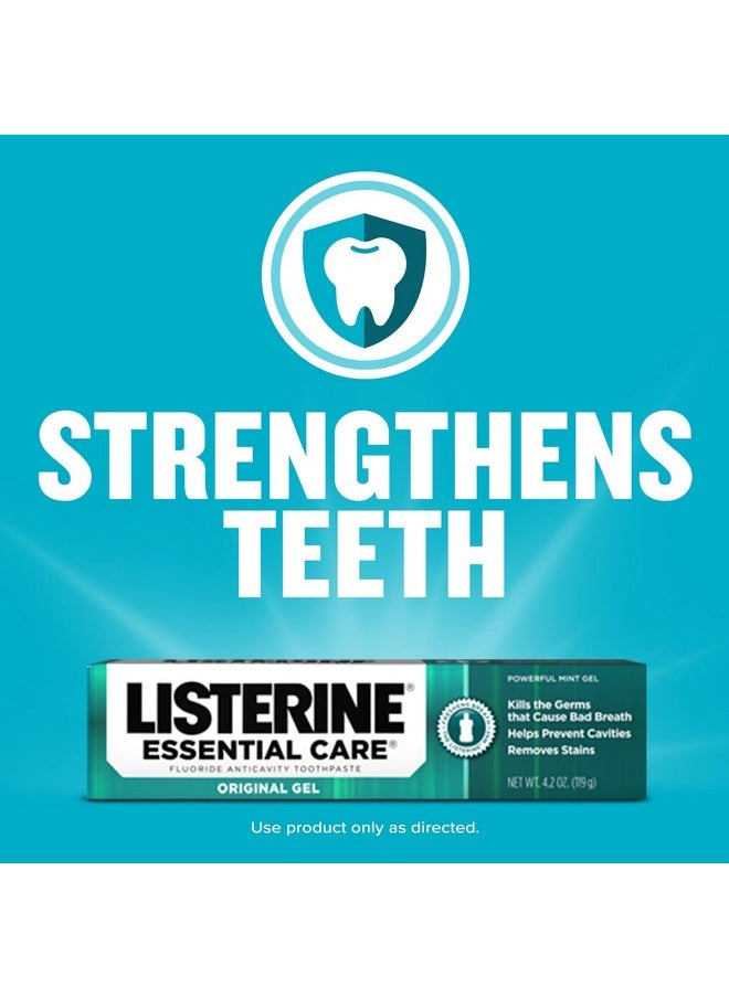 Listerine Essential Care Toothpaste, Bad Breath Treatment, Cavity Prevention, Fluoride Toothpaste; Powerful Mint Flavor, 4.2 oz (Pack of 6)