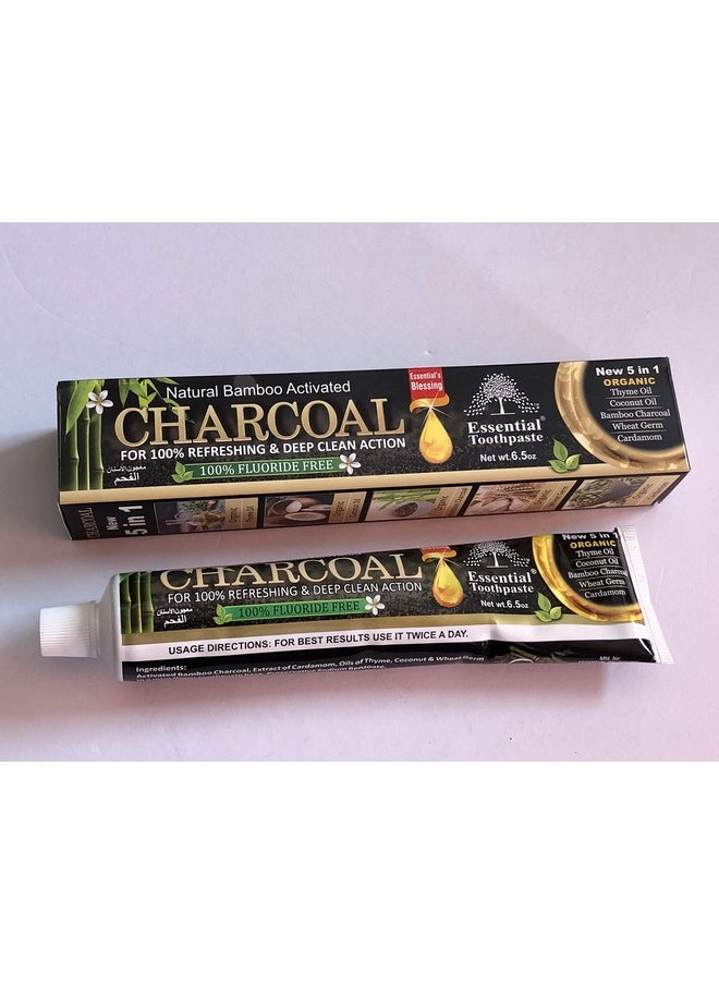 Natural Bamboo Activated Charcoal Essential Toothpaste (100% Fluoride Free) (1 Tube)