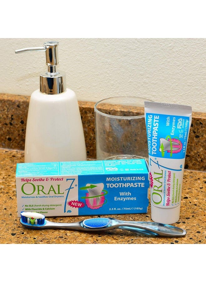 Oral7 Dry Mouth Toothpaste Containing Enzymes with Xylitol, Moisturizing and Teeth Whitening Toothpaste, Promotes Gum Health and Fresh Breath, Oral Care and Dry Mouth Products 2.5oz (2 Pack)