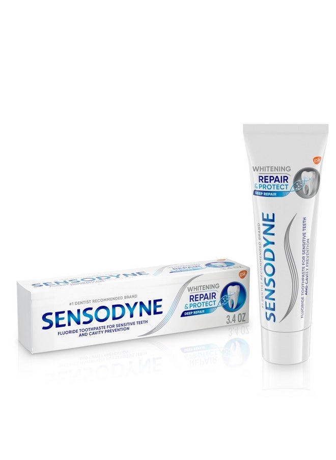 Sensodyne Repair and Protect Whitening Toothpaste, Toothpaste for Sensitive Teeth and Cavity Prevention, 3.4 oz