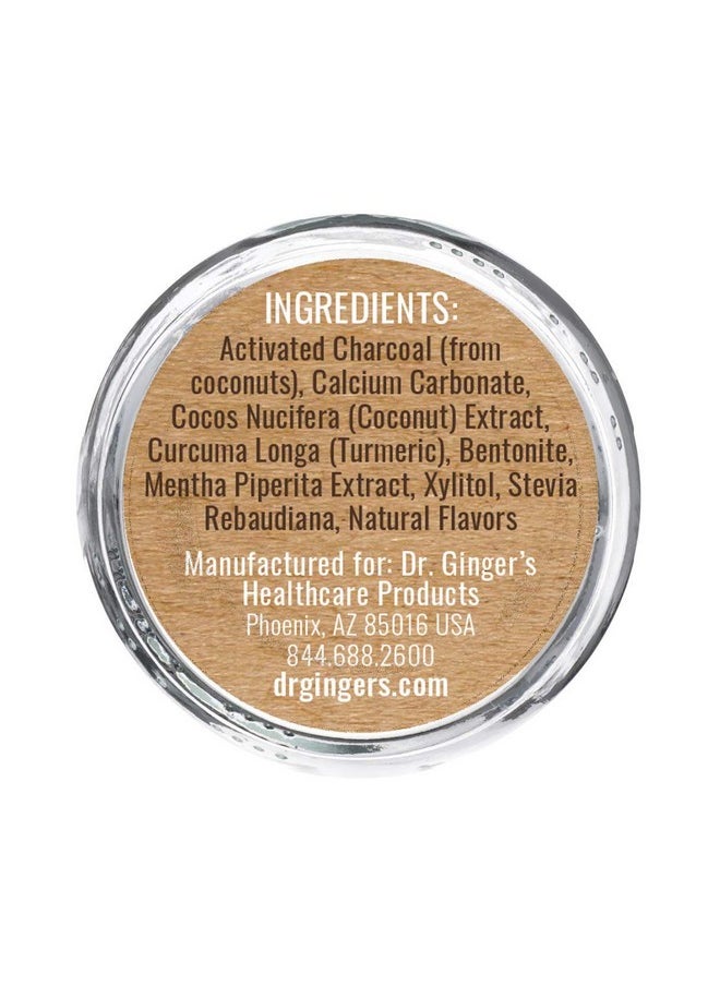 Dr. Ginger's Activated White Charcoal Powder, All-Natural Formula for Sparkling Teeth, Gum Support & Enamel Safety, Anticavity, Fluoride-Free, Coconut Mint Flavor, 1.28oz jar