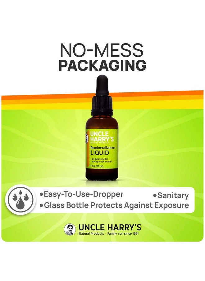 Uncle Harry's Natural & Fluoride-Free Remineralization Liquid for Tooth Enamel - Freshens Breath & Strengthens Teeth (1 oz Glass Dropper)