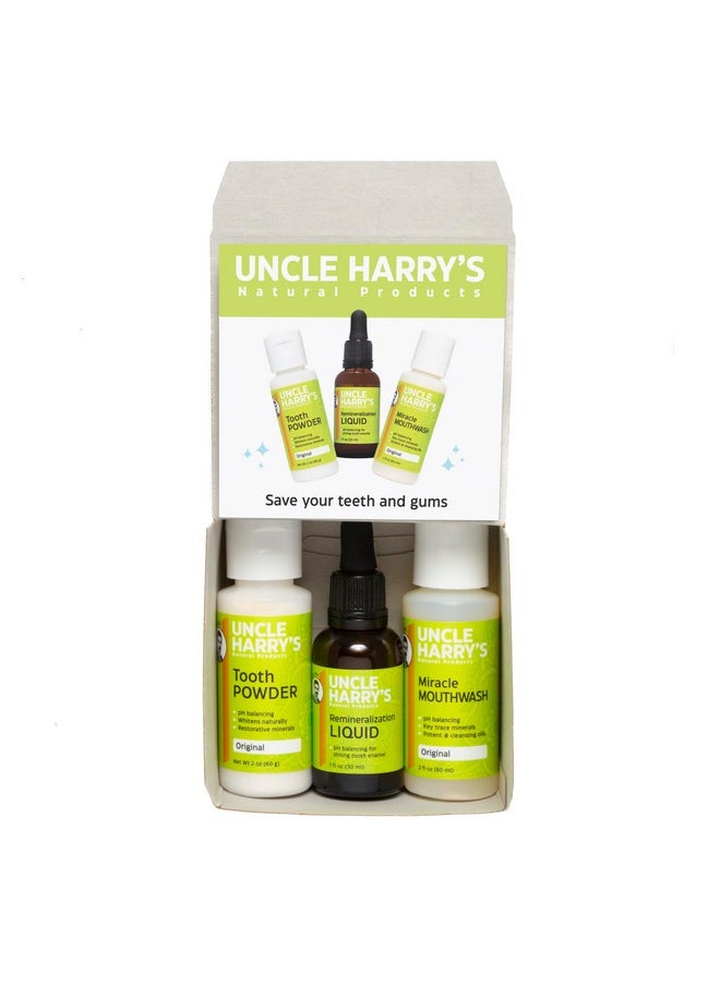 Uncle Harry's Natural Remineralization Kit for Tooth Enamel & Mineral - 3 Products Strengthen Weak Enamel & Correct Oral Care Issues (1 kit)