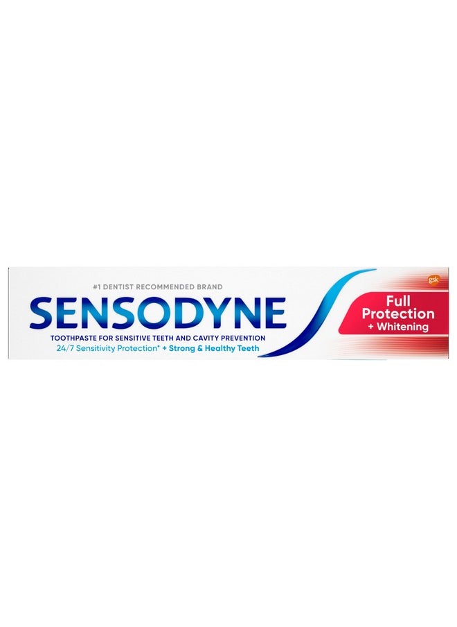 Sensodyne Full Protection Teeth Whitening Sensitive Toothpaste, Cavity Prevention and Sensitive Teeth Treatment - 4 Ounces