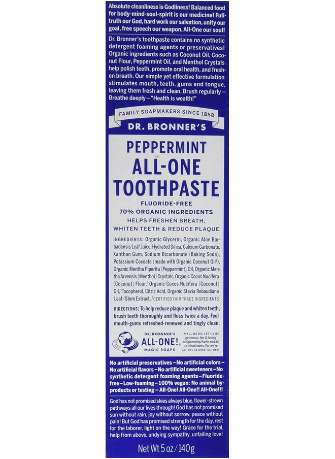 Dr. Bronners Toothpaste Peppermint 5 Ounce (Pack of 2)