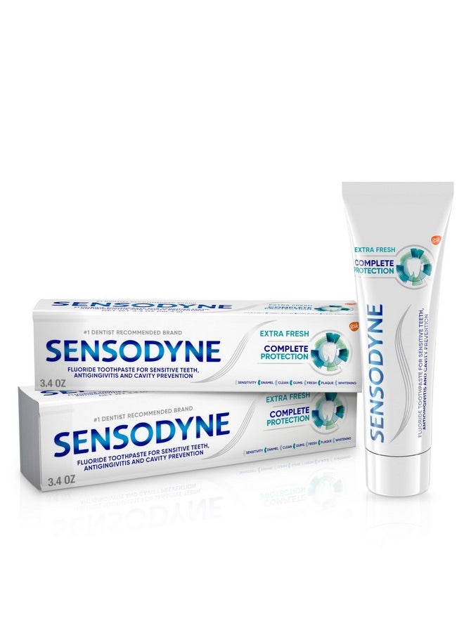 Sensodyne Complete Protection Sensitive Toothpaste For Gingivitis, Sensitive Teeth Treatment, Extra Fresh - 3.4 Ounces (Pack of 2)