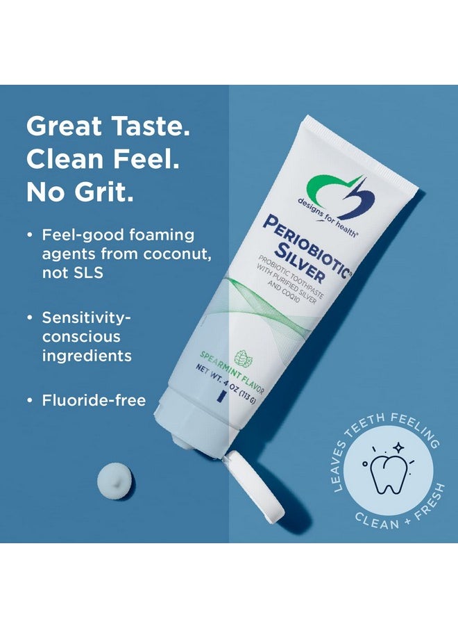 Designs for Health PerioBiotic Silver Hydroxyapatite Toothpaste - Fluoride Free Toothpaste with Oral Probiotics with Whitening Hydroxyapatite - Supports Gum Health & Remineralization (4oz Lemon)