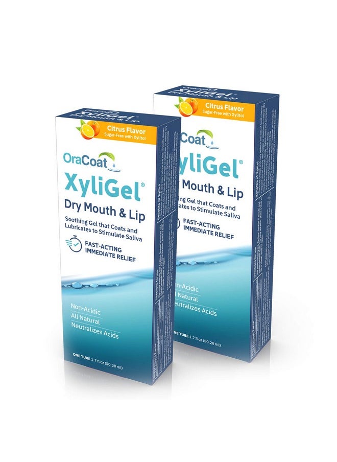 OraCoat XyliGel 2 PACK Soothing Dry Mouth Moisturizing Relief Gel with Xylitol, Sugar Free, for Dry Mouth, Stimulates Saliva Production, Non-Acidic, Daytime and Night Time Use