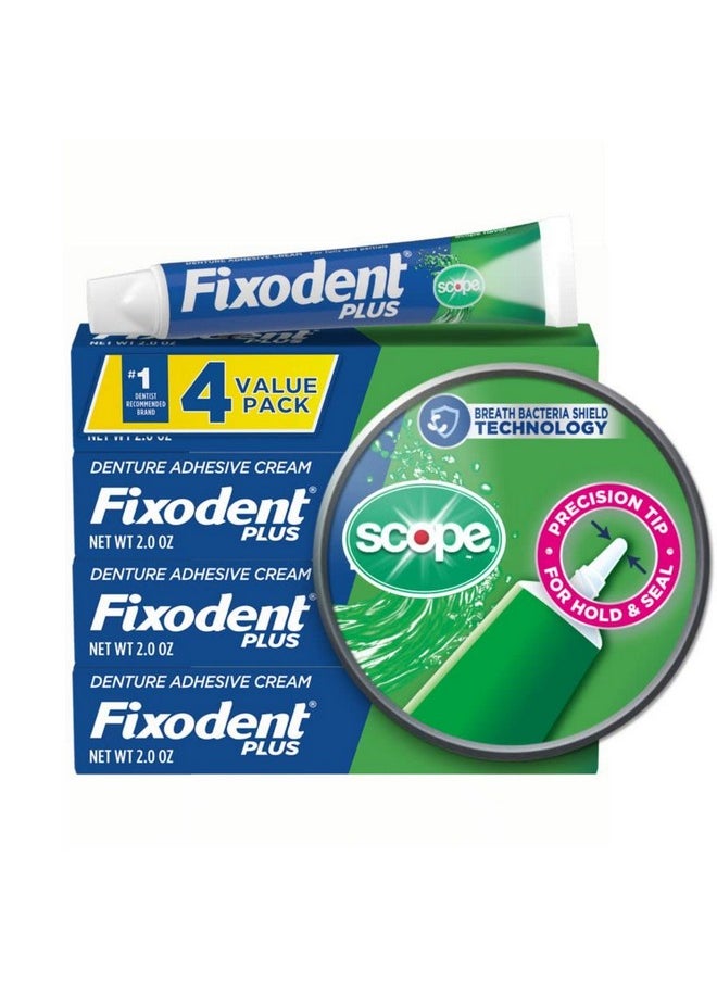 Fixodent Plus Scope Secure Denture Adhesive 2.0oz (Pack of 4)