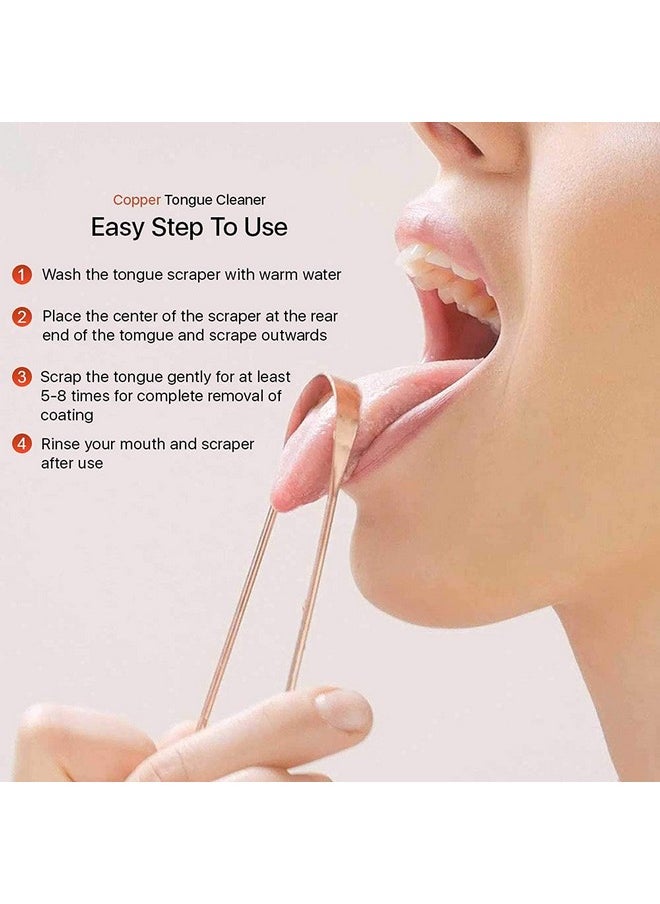 Pure Copper Tongue Scraper Cleaner | Perfect Surgical Tongue Scraper | Best Remedy for Bad Breath | Maintains Oral Hygiene| Flexible Handle and Comfortable Grip, Set of 8 Pieces