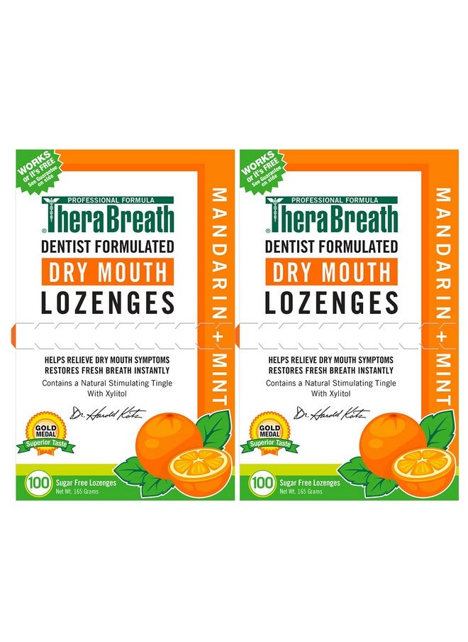 TheraBreath Dry Mouth Lozenges with Zinc, 100 Lozenges, Mandarin Mint, 100 Count (Pack of 2)