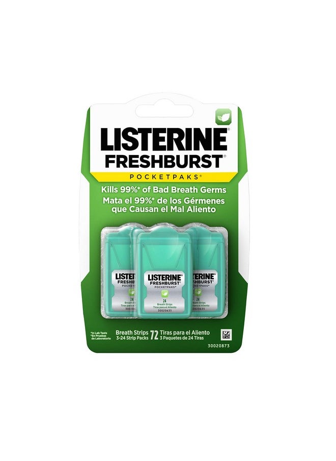 Listerine Freshburst Pocketpaks Breath Strips, Dissolving Breath Freshener Strips Kill 99% of Germs that Cause Bad Breath, Portable for On-the-Go, Minty Flavor, 24-strips (Pack of 1)