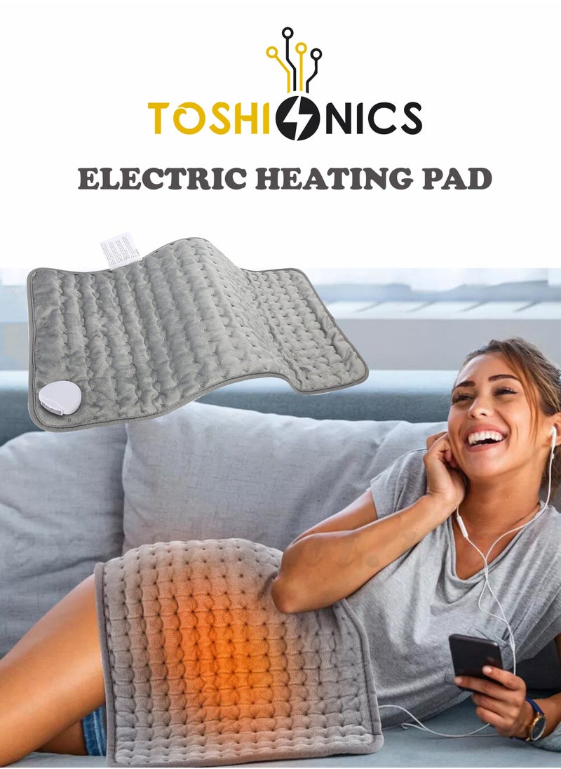 Electrical Heating Pad for Pain Relief of Back Neck Shoulder and Cramps with 6 Electric Temperature Options 4 Timer Settings Auto Shut Off 12x24 inch 75 Watts Heat Pad with Controller Hand and Machine Washable Heating Pad Relaxing Electric Heat Pad for Adults and Elder Only