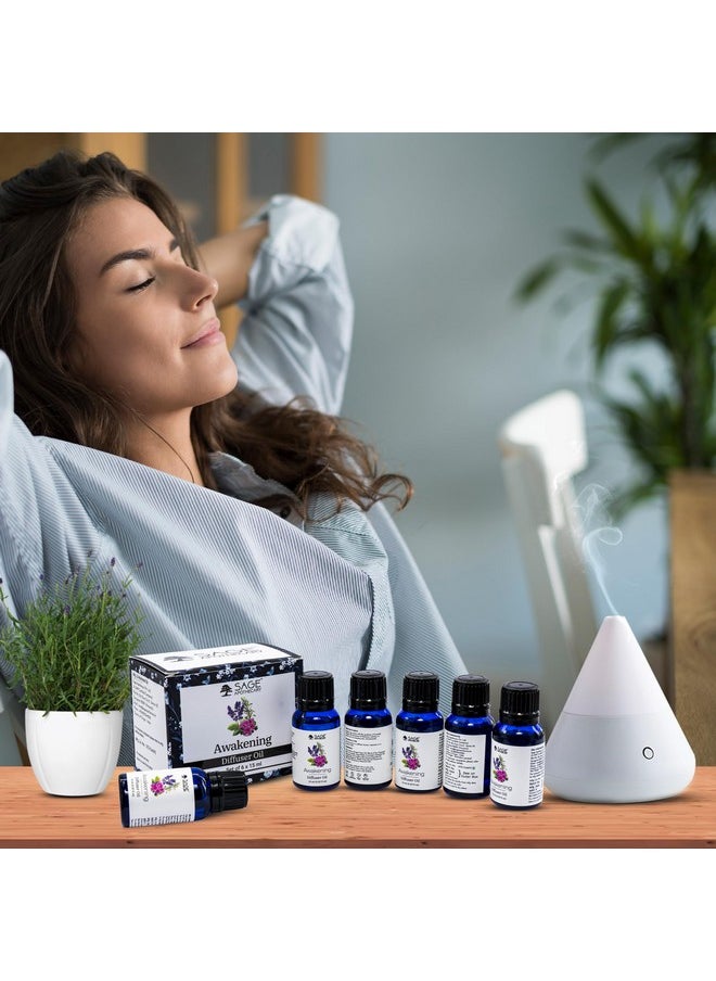 Blend Essential Diffuser Oil 15 Ml, Awakening Diffuser Oil Pure & Natural Aroma Therapy Oil Cruelty Free & Vegan - 15Ml X 6Pcs