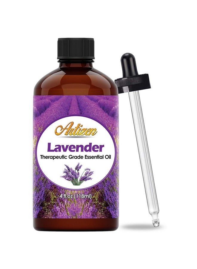 Artizen Oils - Lavender Essential Oil Pure 4 oz for Diffuser, Skin, Hair Pure Lavender Oil with Dropper, UV Glass Bottle