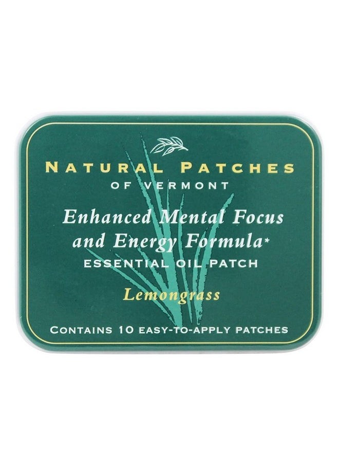 Natural Patches Of Vermont Lemongrass Mental Focus & Energy Essential Oil Body Patches, 10-Count Tin